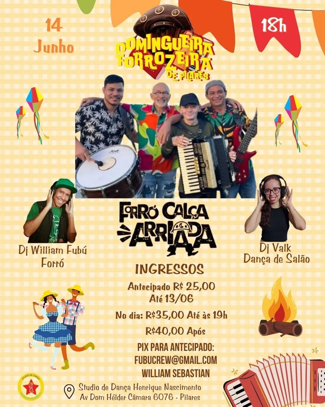 Flyer: Domingueira Forrozeira de Pilares (Edição Festa Junina)