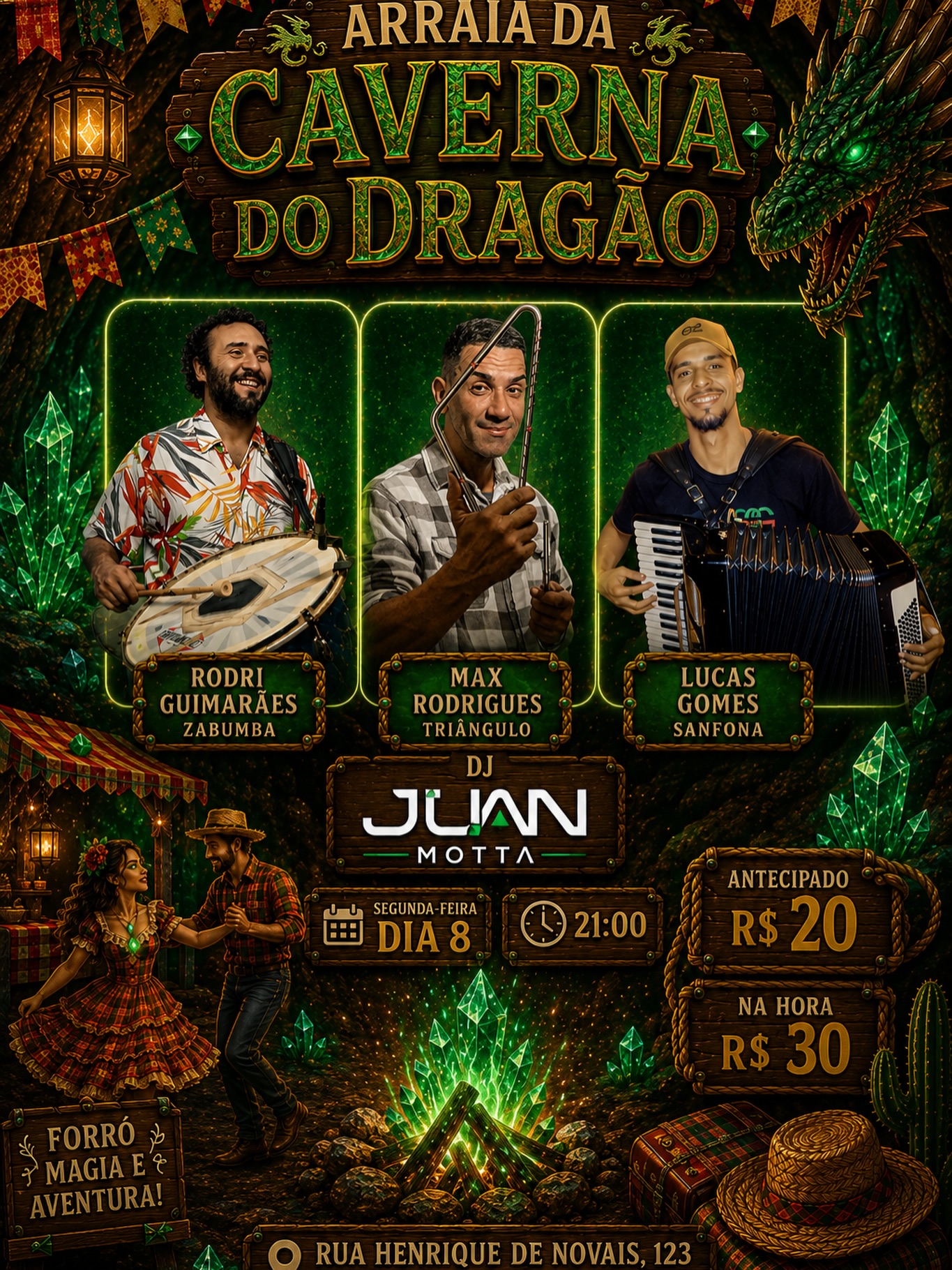 Flyer: Arraiá da Caverna do Dragão