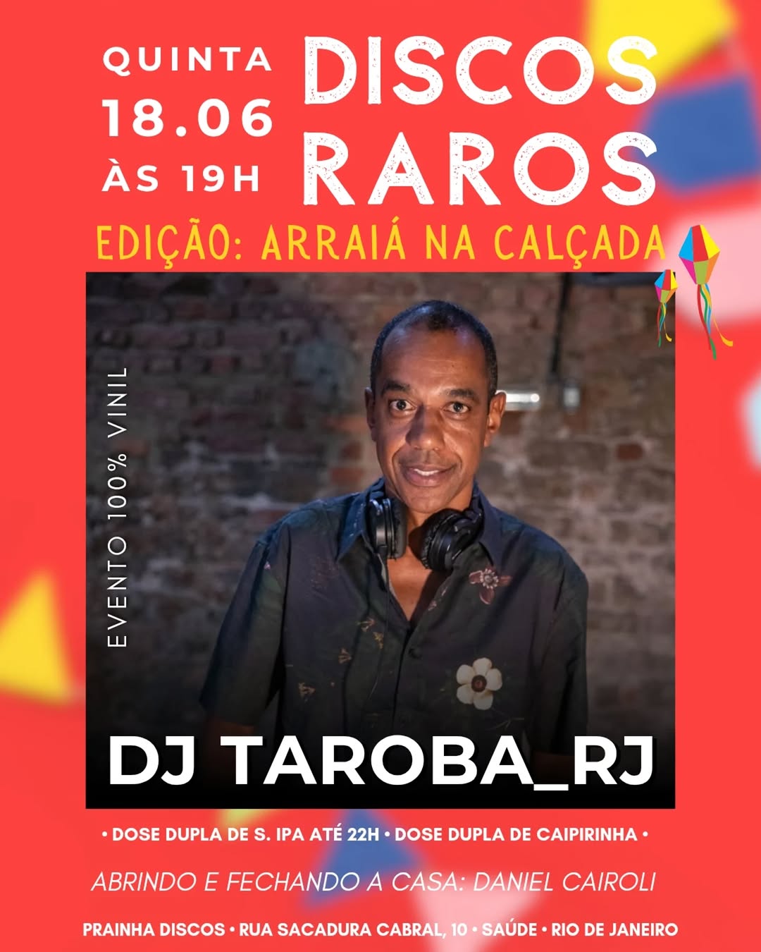 Flyer: Discos Raros especial Arraiá na Calçada