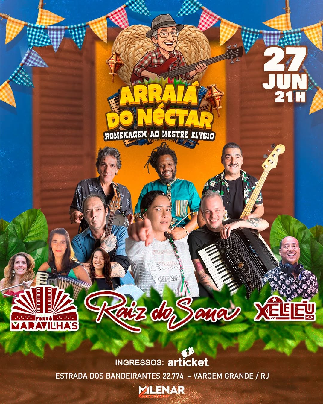 Flyer: Arraiá do Néctar - Homenagem ao Mestre Elysio