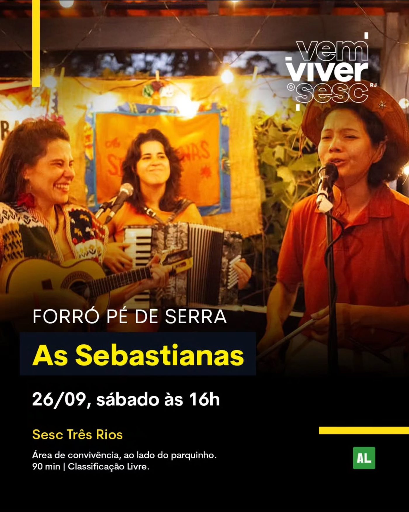 Flyer: As Sebastianas no Sesc Três Rios
