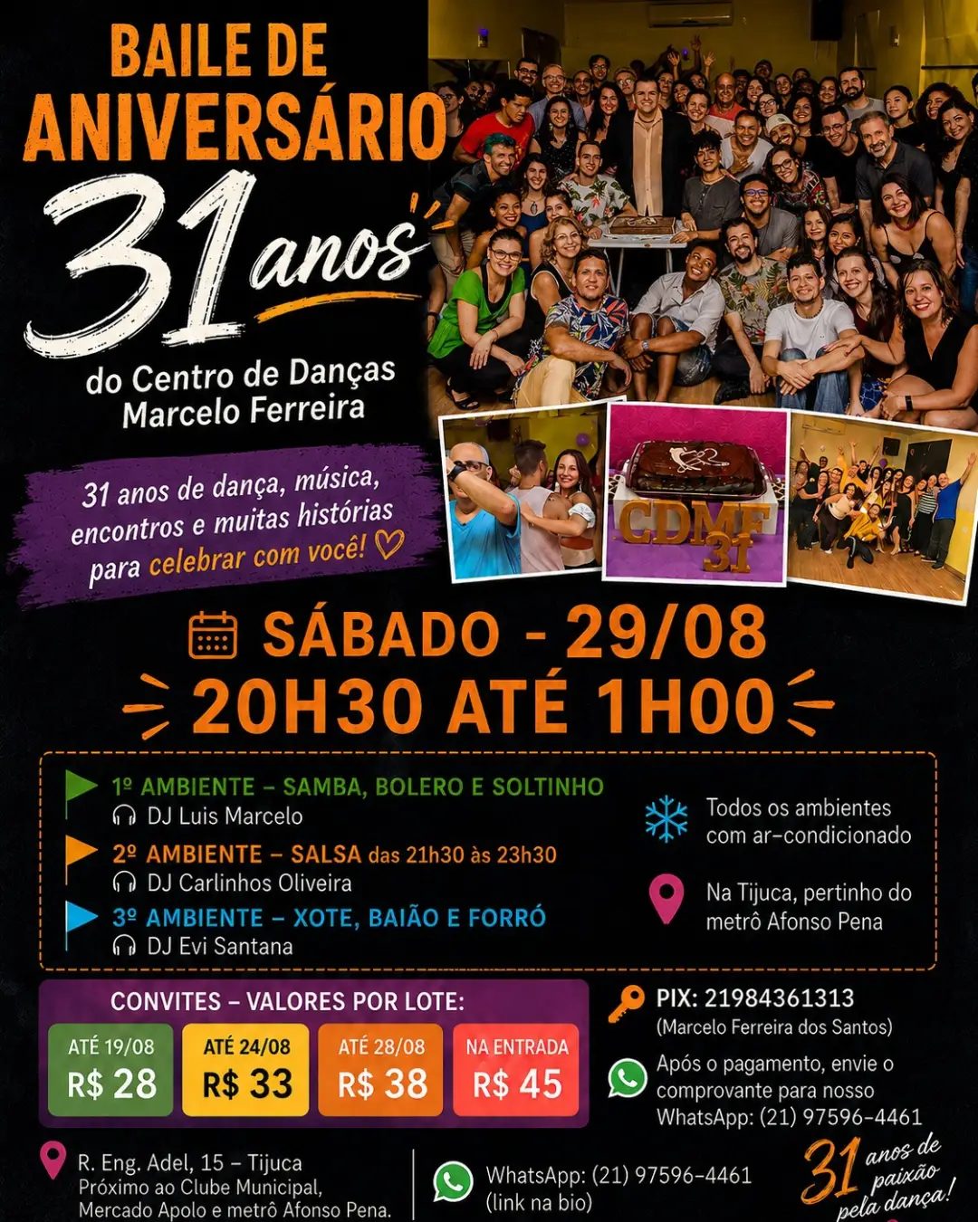 Flyer: Baile de Aniversário – 31 Anos do CDMF