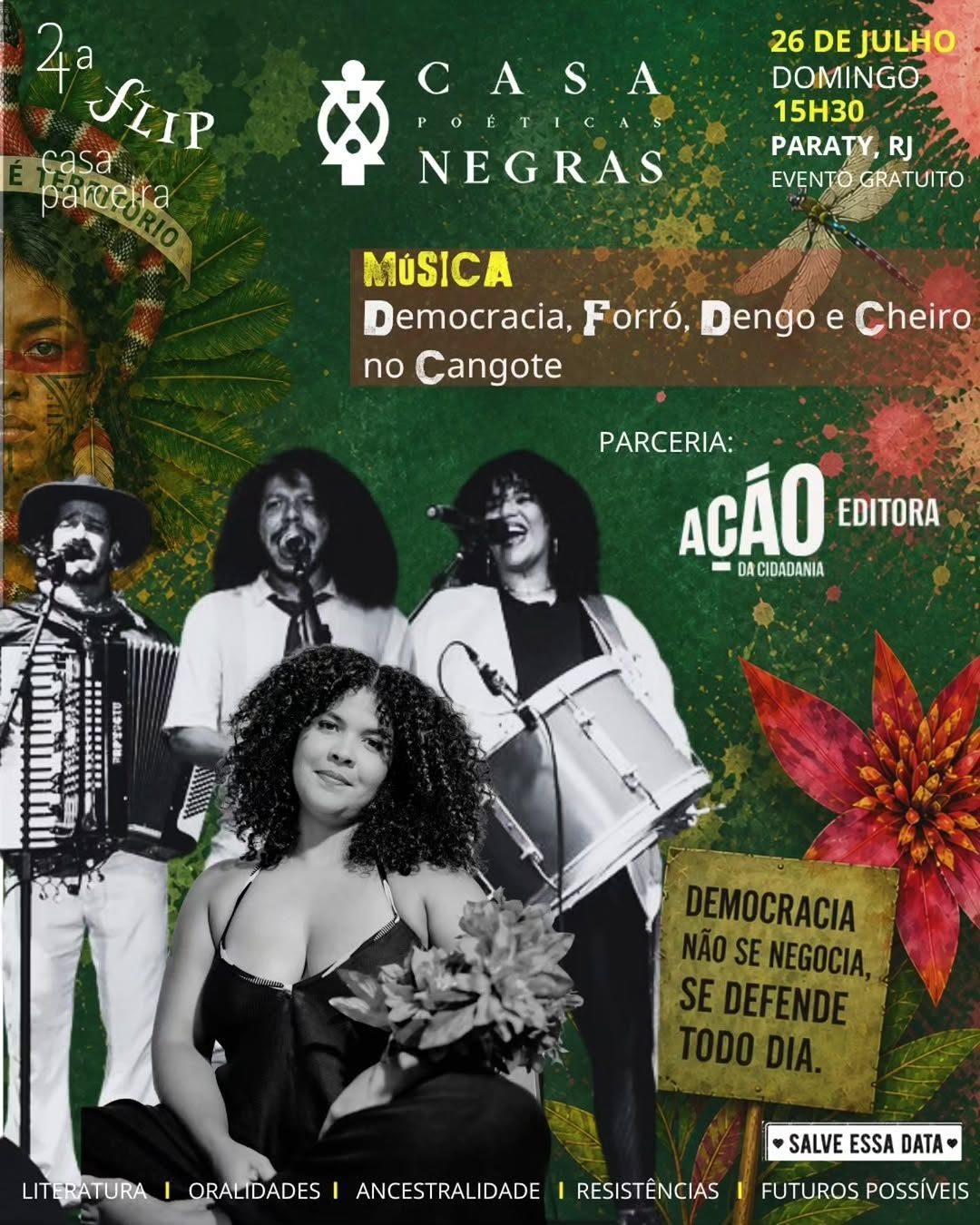 Flyer: Democracia, forró, dengo e cheiro no cangote