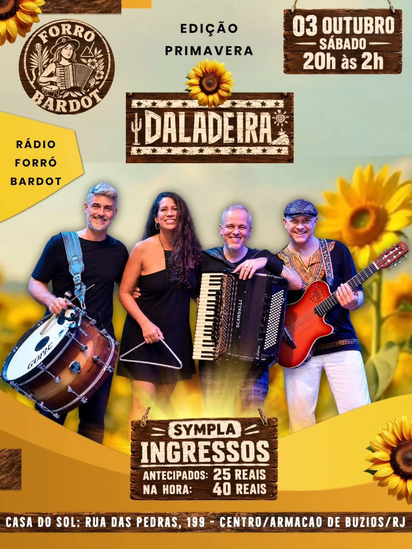 Flyer: Forró Bardot Edição Primavera com Banda Daladeira