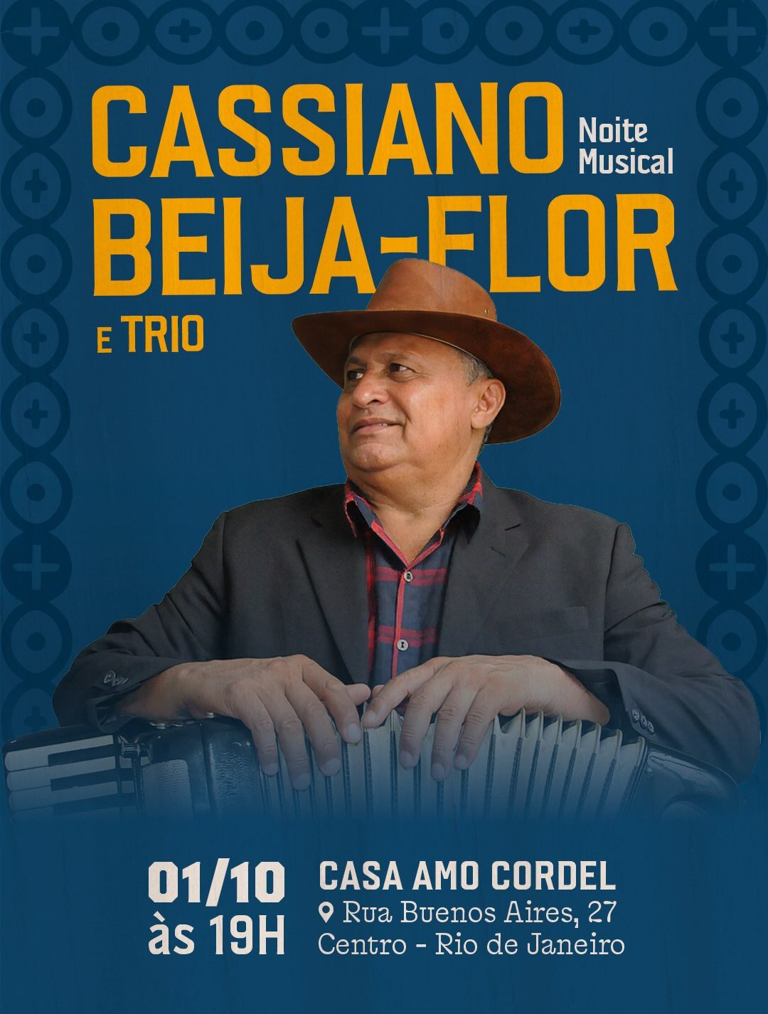 Flyer: Noite Musical: Cassiano Beija-Flor e Trio