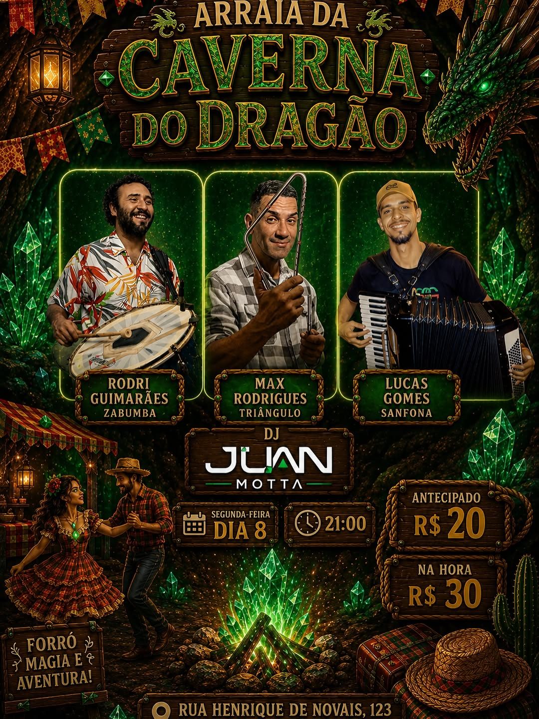 Flyer: Arraiá da Caverna do Dragão