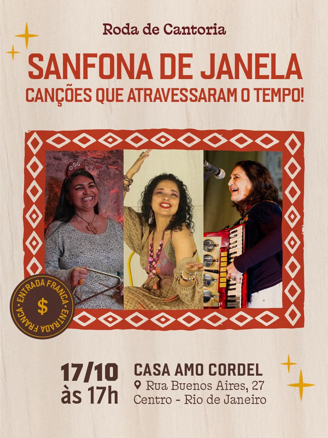 Flyer: Roda de Cantoria: Sanfona de Janela, canções que atravessaram o tempo!